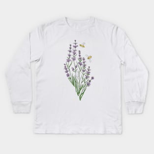 Wildflower Lavender honey bee Kids Long Sleeve T-Shirt